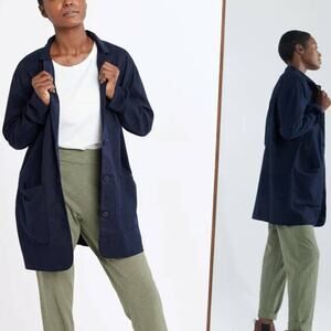 Vintage 90s Lauren Ralph Lauren Linen Safari Jacket Plus Size 1X Monogram Navy